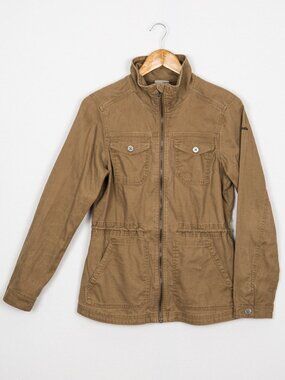 Columbia Natural Hemp Cotton Brown Utility Field Jacket Drawstring Waist Small
